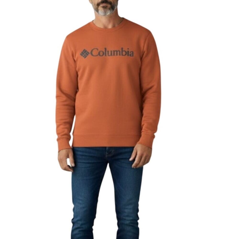 COLUMBIA Treck Logo Crew Sweatshirt Men L Orange Outdoor Athletic Sporty Casual